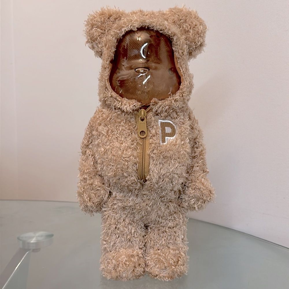 Bearbrick - Pyjamas, Translucent Brown, 400% 11”, Zippered Bear Suit